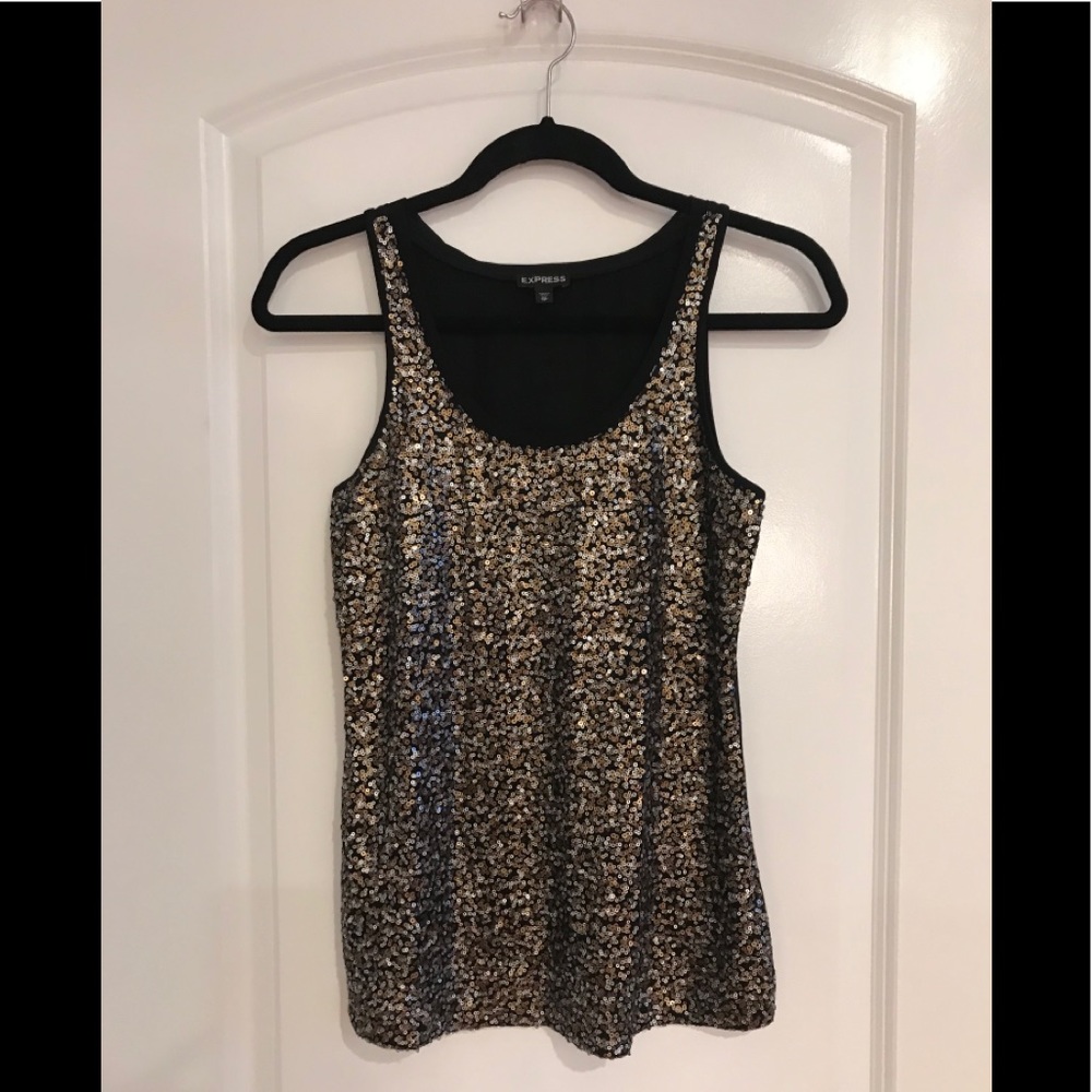 Express Cotton Lined silver and gold sequin.  NWOT